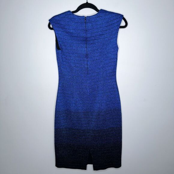 St. John Women’s Sparkle Knit Sheath Dress stretchy Blue Size 4 - Picture 3 of 5